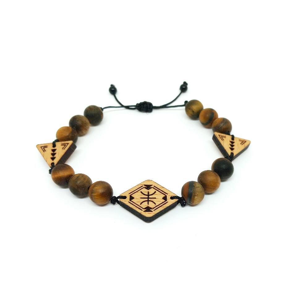 Bracelet en bois avec des perles marron