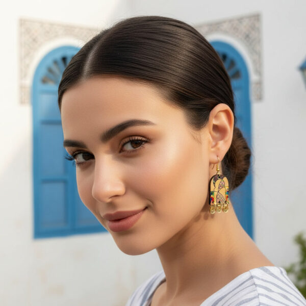 fille brune qui porte des boucles d'oreilles - Sidi Bou Said