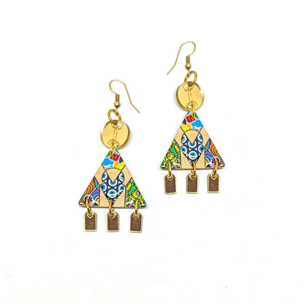 Boucles d'oreilles triangulaires modernes colorés