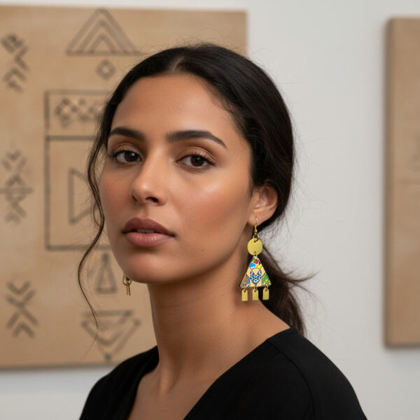 fille tunisienne qui porte des boucles d'oreilles berbères et modernes