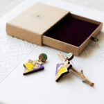 boucles d'oreilles colorés jaune vert et violet
